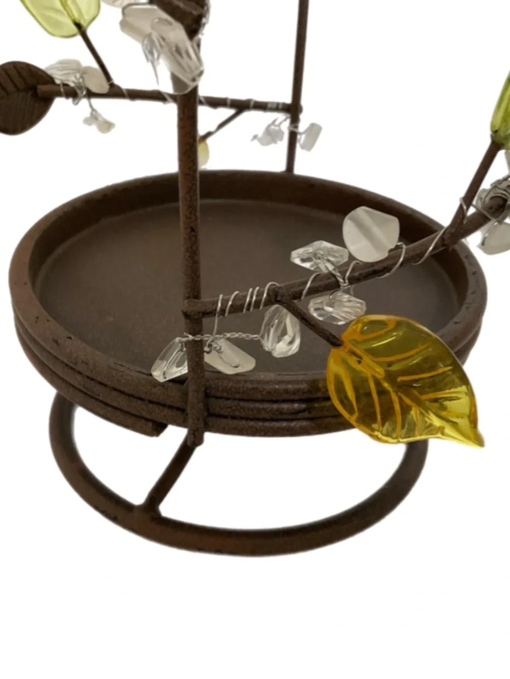 2 Pillar Candle Holders with Glass Leaves